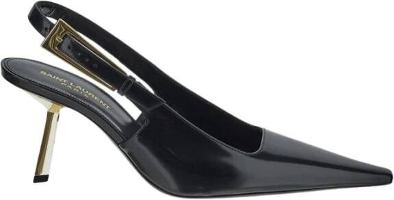 Saint Laurent Leren Slingback Schoen Black Dames