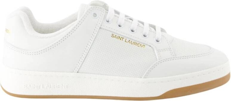 Saint Laurent Vetersluiting Leren Bicolor Basket Sneakers White Heren