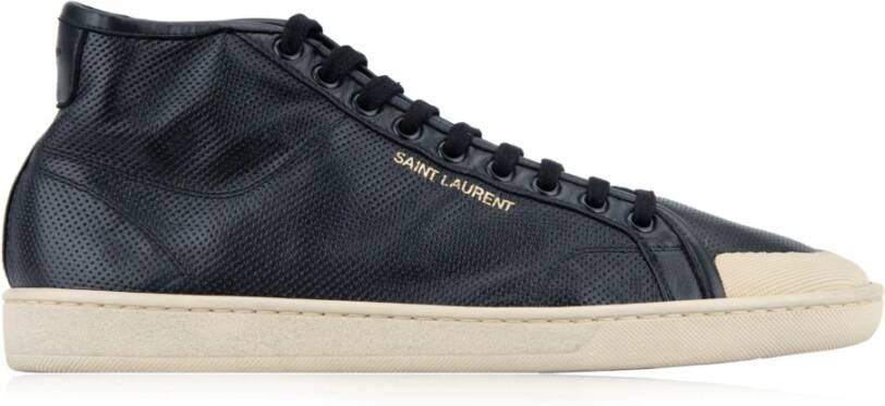 Saint Laurent Leren Vetersneakers met Geperforeerd Ontwerp Black Heren