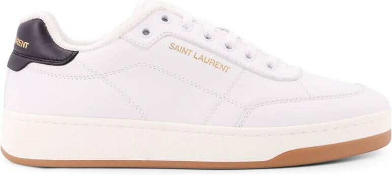 Saint Laurent Logo Print Leren Sneakers White Heren