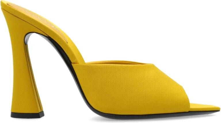 Saint Laurent Muiltjes met hak in satijn Yellow Dames