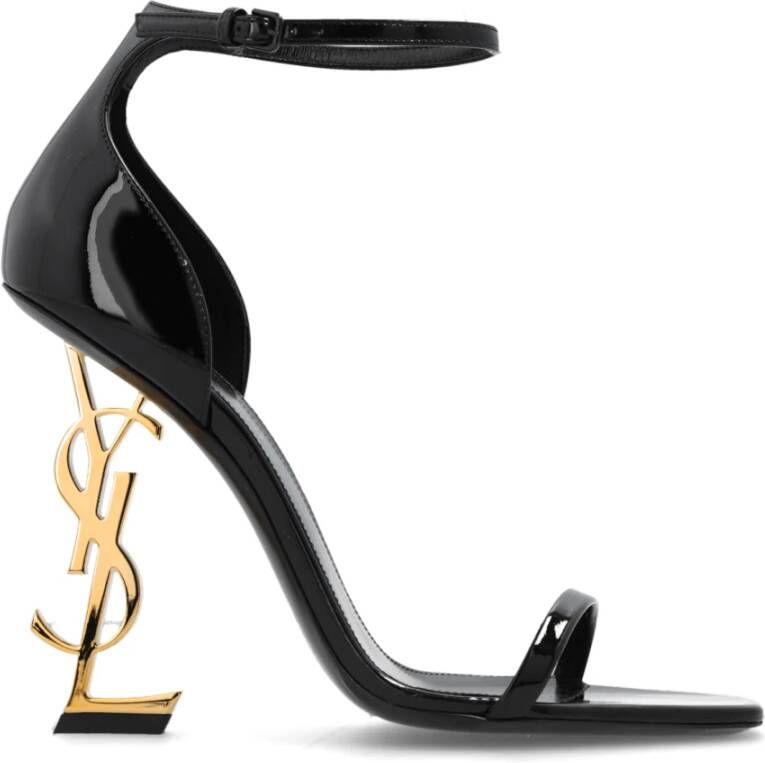 Saint Laurent Opyum Sandalen met Goudkleurig YSL-logo Black Dames