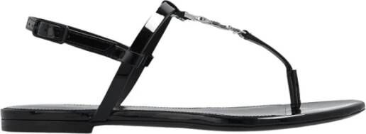 Saint Laurent Cassandra Patentleren T-Band Sandalen Black Dames