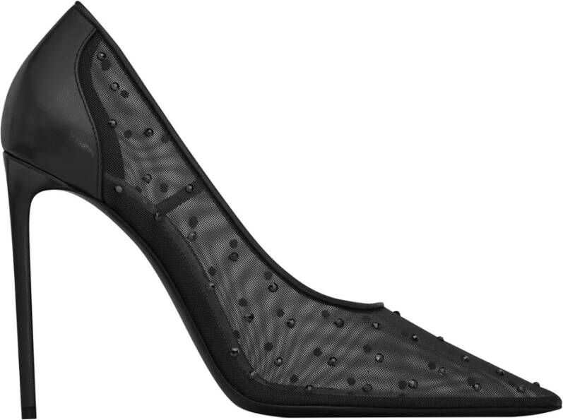 Saint Laurent Strass Mesh Anja Pumps Black Dames