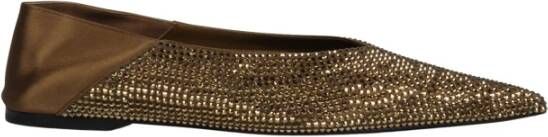 Saint Laurent Rhinestone Ballerina Flats Yellow Dames