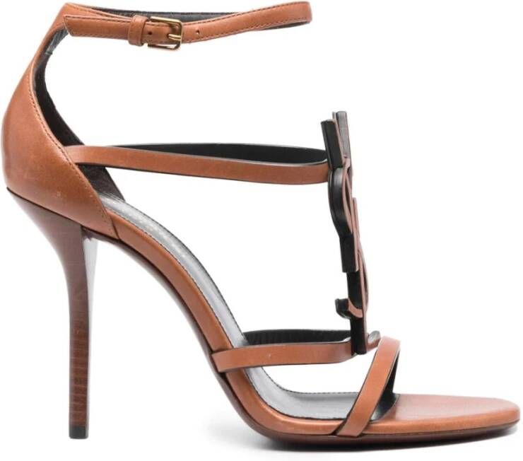 Saint Laurent Cassandra 100 Strappy Sandalen Brown Dames