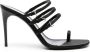 Saint Laurent Satin Sandalen met Strass Logo Black Dames - Thumbnail 1