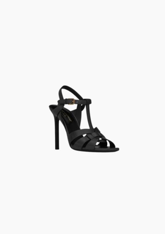 Saint Laurent Hoge Hak Geweven Sandalen Zwart Dames - Foto 7