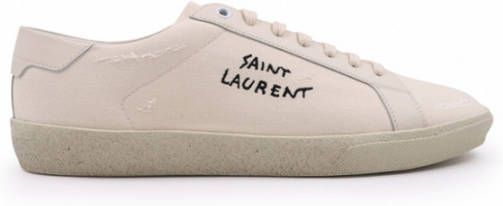 Saint Laurent Court Classic Sl 06 Embroidered Sneakers IN Canvas AND Leather