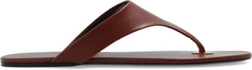 Saint Laurent Slides met logo Brown Dames