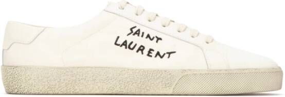 Saint Laurent Court Classic Sl 06 Embroidered Sneakers IN Canvas AND Leather