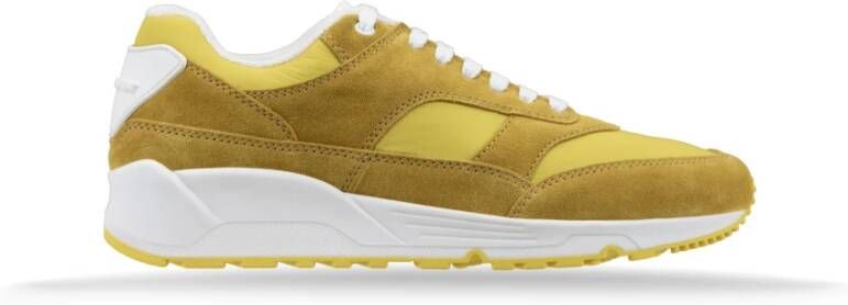 Saint Laurent Sneakers van suède stof met veters en ronde neus Yellow Heren