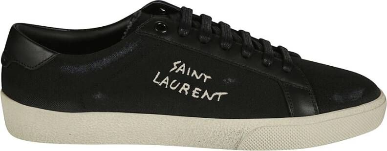 Saint Laurent Court Classic Sl 06 Embroidered Sneakers IN Canvas AND Smooth Leather