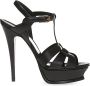 Saint Laurent Zwarte Gevlochten Band Stiletto Sandalen Black Dames - Thumbnail 1