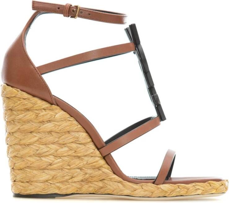 Saint Laurent Stijlvolle Wedge Espadrilles voor Vrouwen Brown Dames