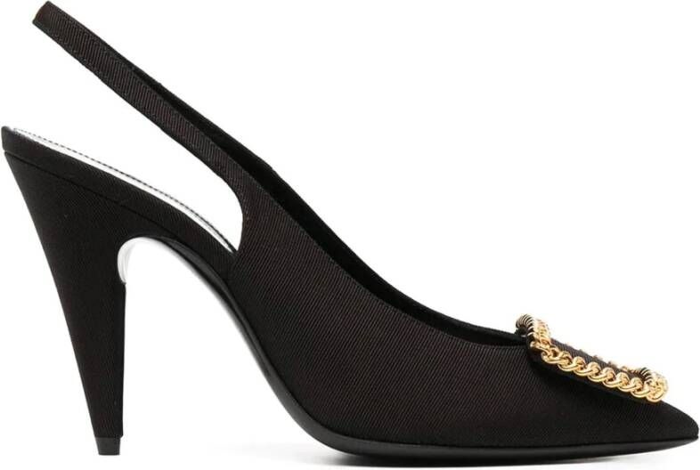 Saint Laurent Sulpice Slingback Pumps met Gouden Detail Black Dames