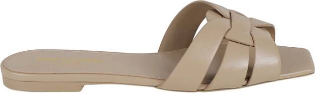 Saint Laurent Tribute 05 Slide Sandalen Beige Dames