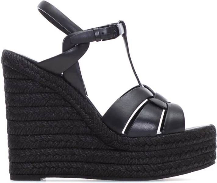 Saint Laurent Tribute Espadrilles Sleehak Black Dames