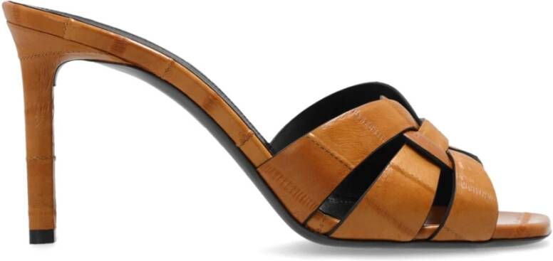 Saint Laurent Tribute Hoge Hak Sandalen Brown Dames