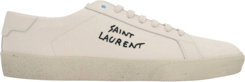 Saint Laurent Vintage Canvas Low-Top Sneakers Beige Dames