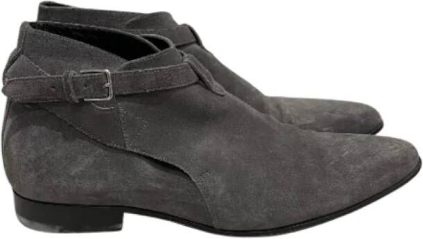 Saint Laurent Vintage Pre-owned Suede boots Gray Dames