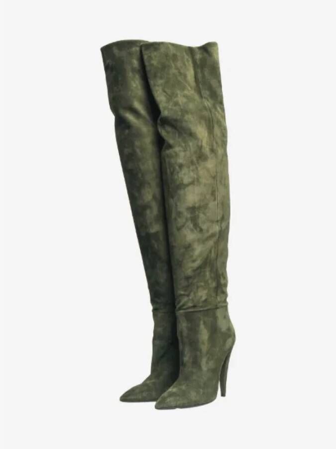 Saint Laurent Vintage Pre-owned Suede boots Green Dames