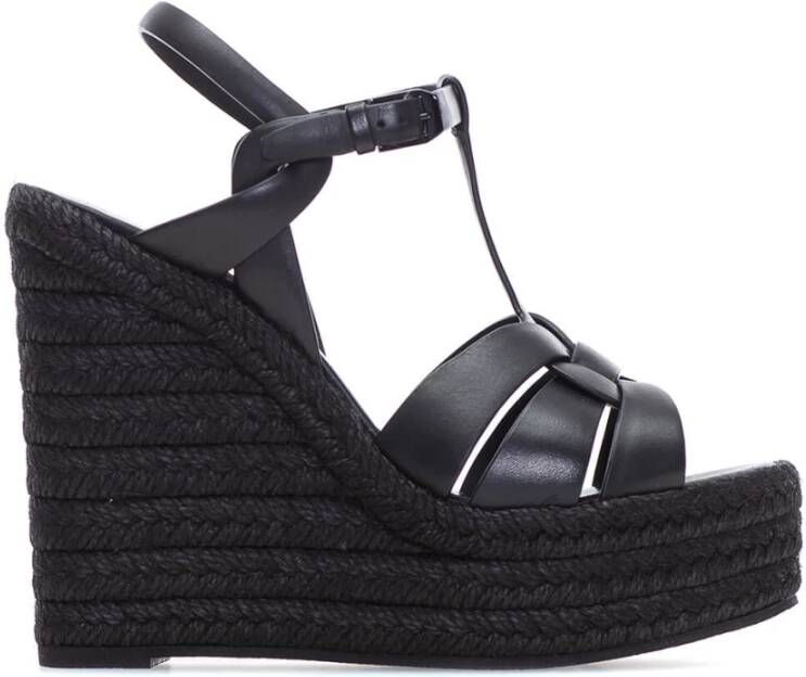 Saint Laurent Wig Espadrille Sandalen Black Dames