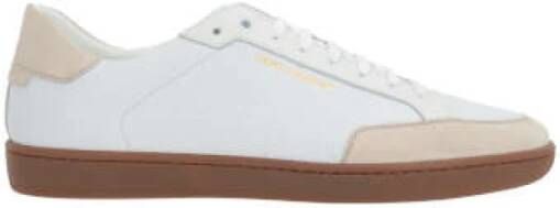 Saint Laurent Wit Geperforeerde Lage Top Sneakers White Heren