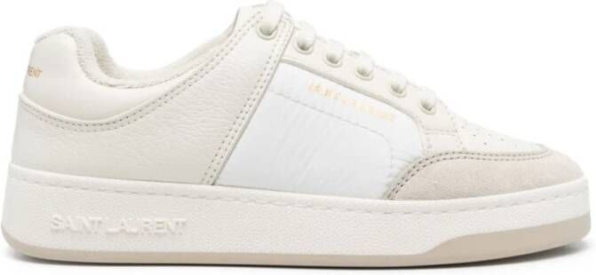 Saint Laurent Witte lage leren sneakers White Dames