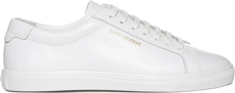 Saint Laurent Witte lage top trainers met logo-details White Heren