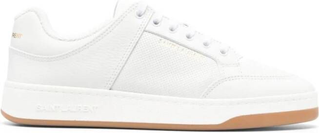 Saint Laurent Witte Lage Veterschoenen van Leer White Heren