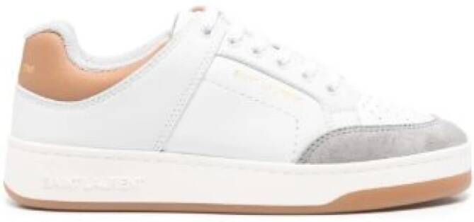 Saint Laurent Witte Leren Sneaker Kalf Hiel White Dames