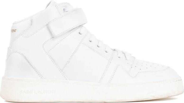 Saint Laurent Witte Leren Sneakers Ronde Neus White Heren