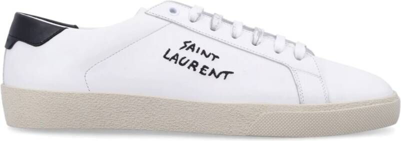 Saint Laurent Witte Zwarte Sneakers Ronde Neus Vetersluiting White Heren