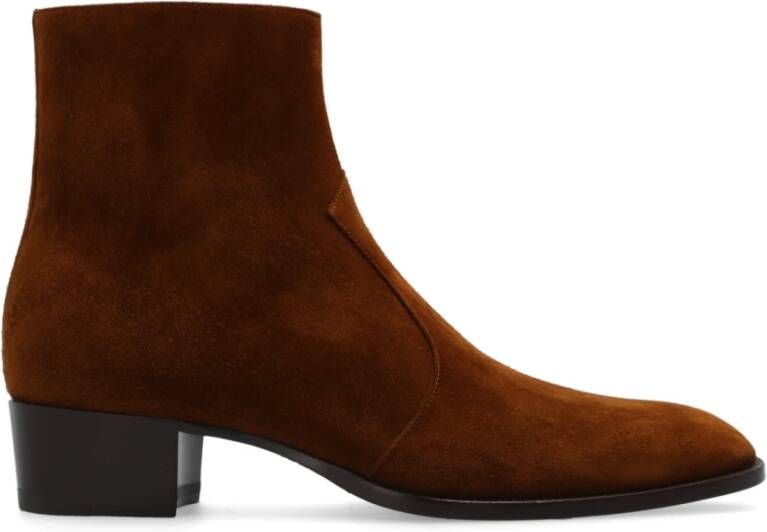 Saint Laurent Wyatt suède enkellaarzen Brown Heren