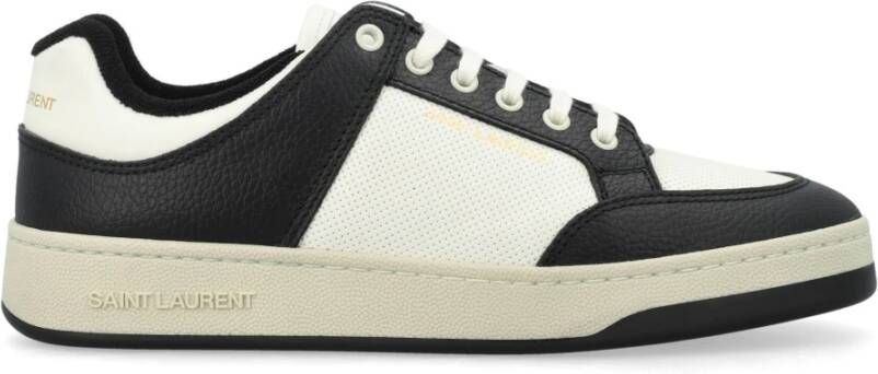 Saint Laurent Geperforeerde Leren Sneakers in Zwart Wit White Heren