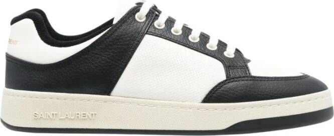 Saint Laurent Zwart Wit Leren Lage Sneakers Multicolor Heren