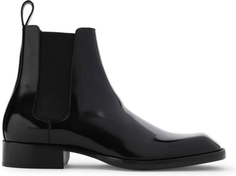 Saint Laurent Zwarte Enkellaarzen voor Mannen Black Heren