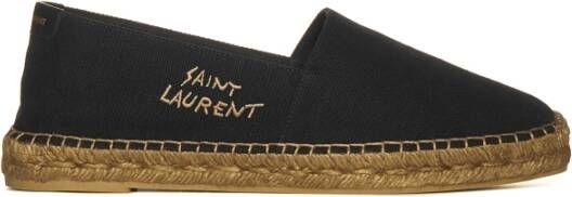 Saint Laurent Zwarte geborduurde logo espadrilles Black Heren