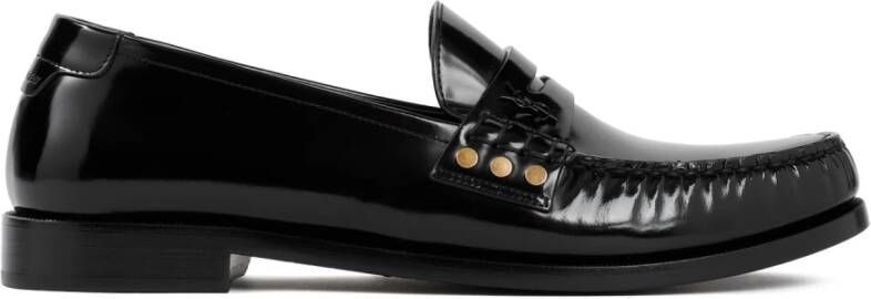 Saint Laurent Zwarte Geborsteld Leren Loafer Schoenen Black Heren