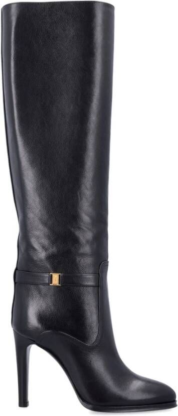 Saint Laurent Zwarte Gesloten Teen Stiletto Laarzen Black Dames