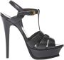 Saint Laurent Zwarte Gevlochten Band Stiletto Sandalen Black Dames - Thumbnail 7