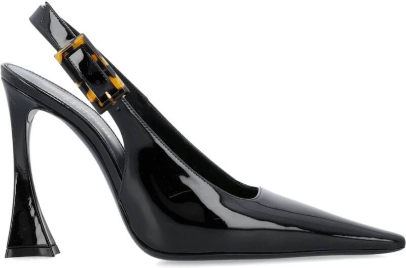 Saint Laurent Zwarte Lakleren Slingback Schoenen Black Dames