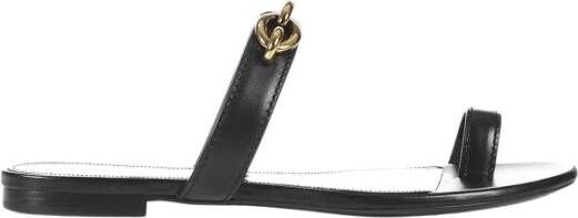 Saint Laurent Zwarte Le Maillon Platte Sandalen Zwart Dames