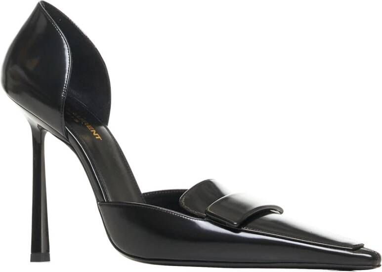 Saint Laurent Zwarte Leren D'Orsay Pumps met Stiletto Hak Black Dames