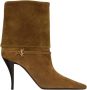 Saint Laurent Zwarte Leren Enkellaarzen Brown Dames - Thumbnail 1