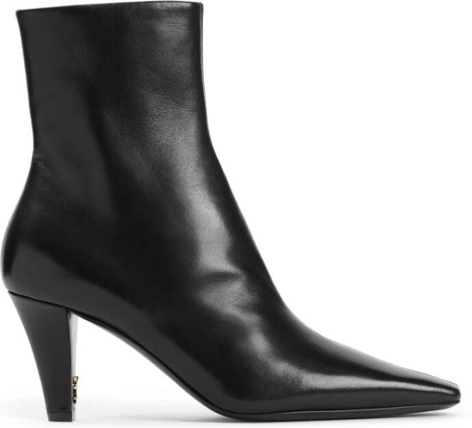 Saint Laurent Zwarte Leren Enkellaarzen Elegante Stijl Black Dames