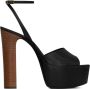 Saint Laurent Zwarte Leren Hoge Hak Sandalen Zwart Dames - Thumbnail 1