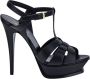 Saint Laurent Zwarte Leren Hoge Hakken met Goudkleurige Gesp Black Dames - Thumbnail 1