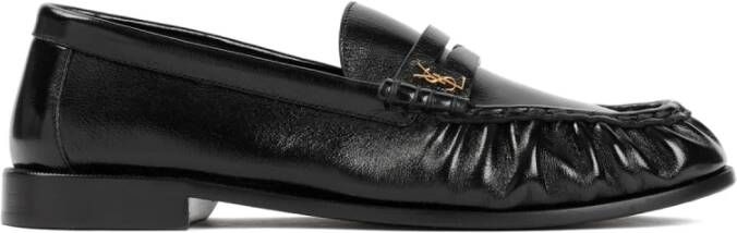 Saint Laurent Zwarte leren Loafer schoenen Black Heren